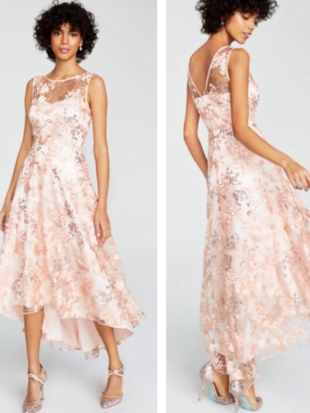 NWT- Eliza J Sleeveless Floral Lace A-Line Dress in Blush Pink